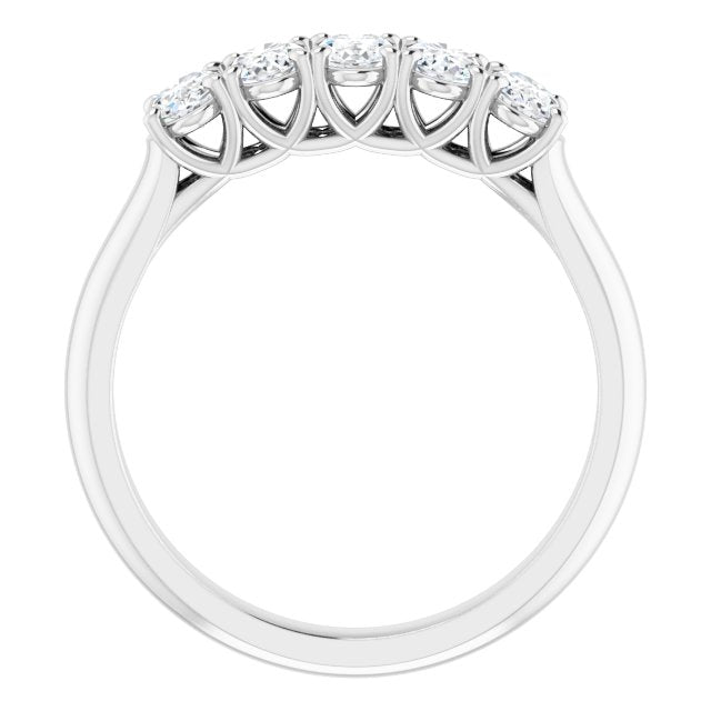 1.05 ct. Oval Cut Diamond Wedding Band 5 Stone Anniversary Ring-VIRABYANI